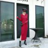 Fashion Long Sleeve Slim Sexy Split Body Con Casual Sweater Dress - Image 3