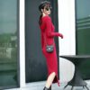 Fashion Long Sleeve Slim Sexy Split Body Con Casual Sweater Dress - Image 4
