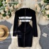 Fashion Striped Elastic Slim Pencil Body Con Dress