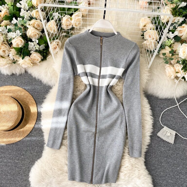 Fashion Striped Elastic Slim Pencil Body Con Dress - Image 5