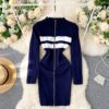 Fashion Striped Elastic Slim Pencil Body Con Dress - Image 8