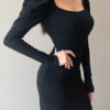 Gothic Jewel Neck Backless Sexy Long Sleeves Pencil Bodycon Dresses - Image 3