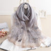 High Quality Embroidery Floral Silk Wool Scarf