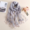 High Quality Embroidery Floral Silk Wool Scarf - Image 2