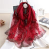 High Quality Embroidery Floral Silk Wool Scarf - Image 9