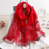 High Quality Embroidery Floral Silk Wool Scarf - Image 7