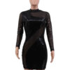 Jewel Neck Sequins Long Sleeves Polyester Sexy Bodycon Dress - Image 3