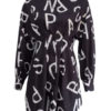 Letters Lapels Collar Buttons Long Sleeves Polyester Print Stretch Shirt Midi Dresses - Image 7