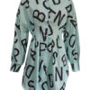 Letters Lapels Collar Buttons Long Sleeves Polyester Print Stretch Shirt Midi Dresses - Image 8