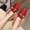 Loafers PU Leather Round Toe Pearls Flat Heel Shoes - Image 4