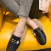 Loafers PU Leather Round Toe Pearls Flat Heel Shoes - Image 6