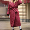 Long Pockets Lace Up Long Sleeves Casual Hooded Coat Outerwear - Image 5