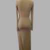 Long Sleeves Jewel Neck Irregular Polyester Floor Length Split Maxi Dresses - Image 5