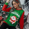 Long Sleeves Polyester Christmas Pattern Jewel Neck T Shirt
