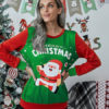 Long Sleeves Polyester Christmas Pattern Jewel Neck T Shirt - Image 3