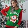 Long Sleeves Polyester Christmas Pattern Jewel Neck T Shirt - Image 4
