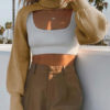 Long Sleeves Turn Collar Acrylic Sweaters - Image 9