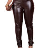PU Leather Natural Waist Skinny Trousers