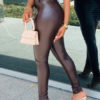 PU Leather Natural Waist Skinny Trousers - Image 3
