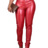 PU Leather Natural Waist Skinny Trousers - Image 7
