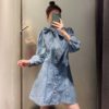 Puff Long Sleeve High Street Button Up Dress