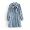 Puff Long Sleeve High Street Button Up Dress - Image 3