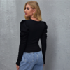 Rib-Knitted Solid Elegant T-shirts - Image 2