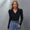Rib-Knitted Solid Elegant T-shirts - Image 3
