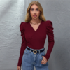 Rib-Knitted Solid Elegant T-shirts - Image 8