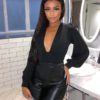 Sexy Deep V Neck Jumpsuit Loose Stretch Short Romper - Image 2
