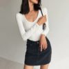 Sexy U Neck Solid Color Long Sleeve Bodysuit Top - Image 4