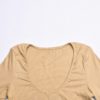 Sexy U Neck Solid Color Long Sleeve Bodysuit Top - Image 19
