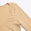 Sexy U Neck Solid Color Long Sleeve Bodysuit Top - Image 20