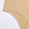 Sexy U Neck Solid Color Long Sleeve Bodysuit Top - Image 23