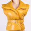 Stand Collar Sleeveless Leather Vest Jacket - Image 5