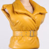 Stand Collar Sleeveless Leather Vest Jacket - Image 6