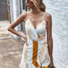 Straps Neck Stripes Polyester Short Beach Dress - Image 3