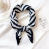 Striped Print Silk Hair Small Square Neck Scarf - Image 2