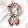 Striped Print Silk Hair Small Square Neck Scarf - Image 13