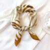 Striped Print Silk Hair Small Square Neck Scarf - Image 6