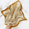 Striped Print Silk Hair Small Square Neck Scarf - Image 7