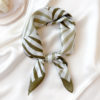 Striped Print Silk Hair Small Square Neck Scarf - Image 10