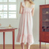 Sweet Nightdress Pajamas Straps Neck Sleeveless Cotton Sleepwear - Image 2