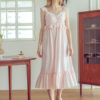 Sweet Nightdress Pajamas Straps Neck Sleeveless Cotton Sleepwear - Image 3