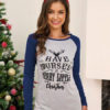 T Shirt Long Sleeves Polyester Christmas Pattern Jewel Neck - Image 3