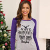 T Shirt Long Sleeves Polyester Christmas Pattern Jewel Neck - Image 5