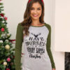T Shirt Long Sleeves Polyester Christmas Pattern Jewel Neck - Image 6