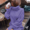 Tunic Long Puff Sleeves Casual High Collar Shift Dress - Image 3