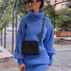 Tunic Long Puff Sleeves Casual High Collar Shift Dress - Image 5