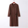 Turn-down Collar Lace up Long Sleeve Fashion Loose Sweater Dresses - Image 8